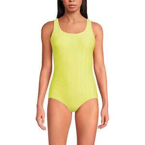 NWT Lands End Women's Tugless Low Leg One Piece Swimsuit Sunlight Lime Size 14L